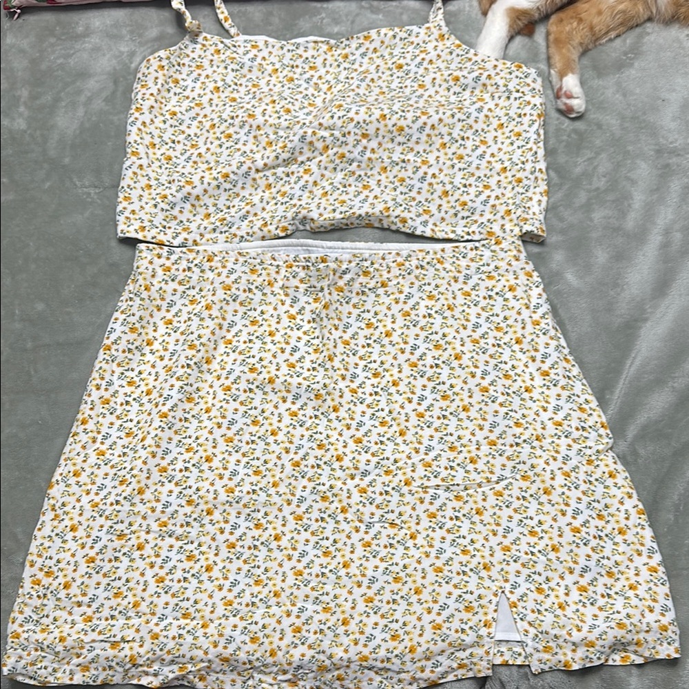 Hollister Yellow and Blue Sundress Skirt Set